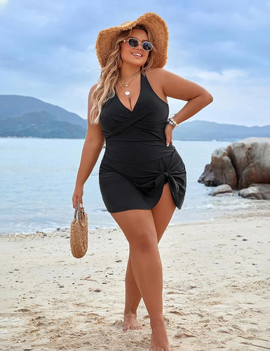 WW | Plus Size Einteiler Schwimmdress Badeanzug Bauchkontrolle Badeanzüge