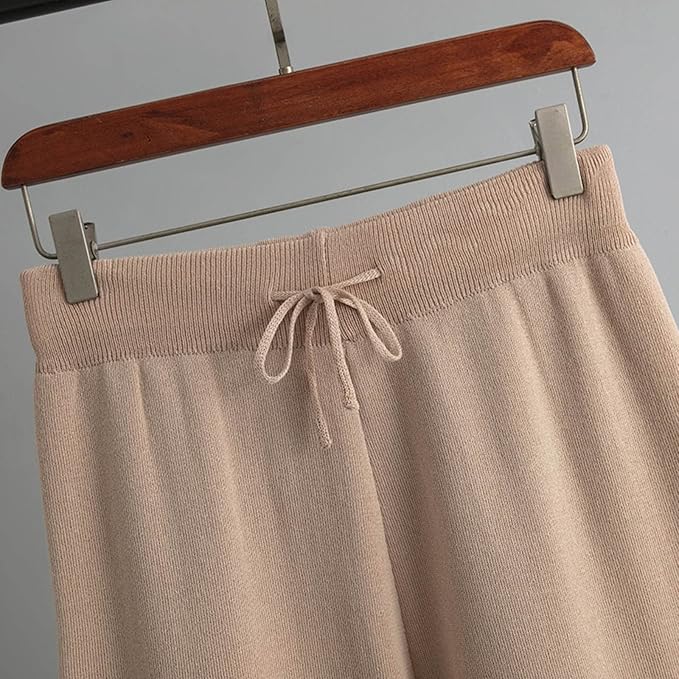 Damen Zweiteiler mit kurzärmeligem Oberteil und Hose mit hoher Taille