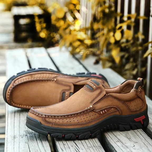W&W Mode | Herren-Laufschuhe aus Leder, leicht, atmungsaktiv, Freizeitschuhe zum Hineinschlüpfen