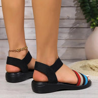WW | Sommer Leinsandalen mit elastischem Riemen