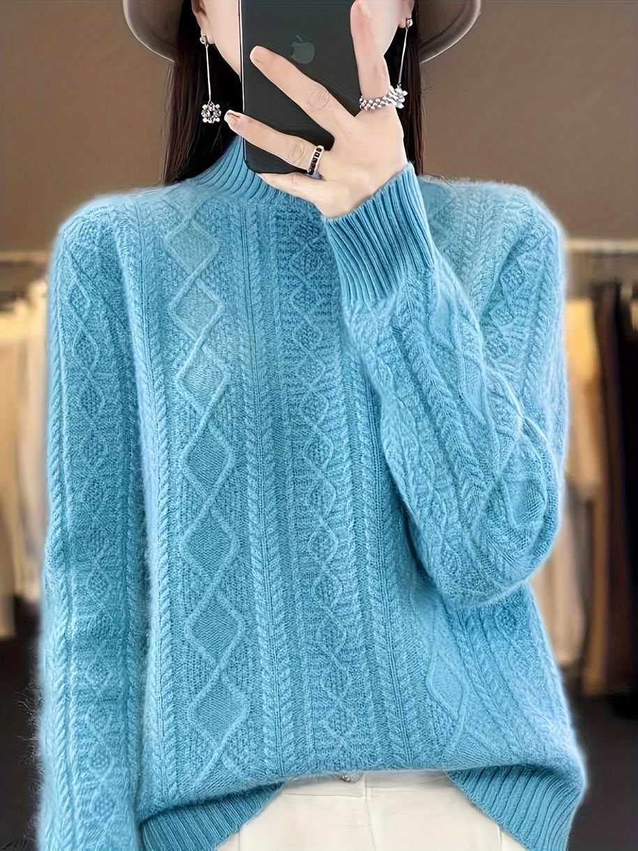 WW |  Wollstrickpullover mit gemütlichen langen Ärmeln Pullover Damen - Perfekt für Freizeitkleidung