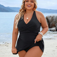 WW | Plus Size Einteiler Schwimmdress Badeanzug Bauchkontrolle Badeanzüge