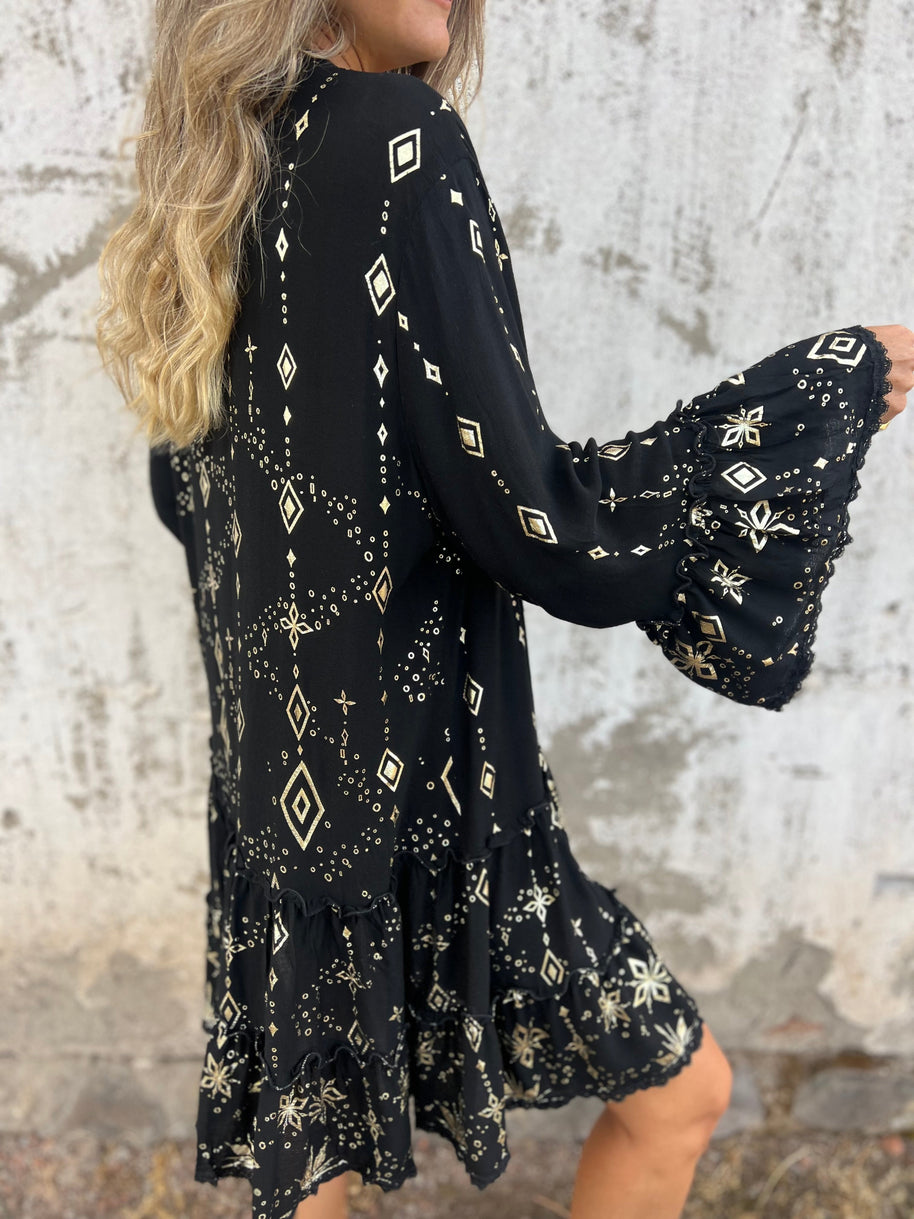WW | Boho Metallic Hemdkleid