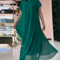 WW | Kleid mit Kurzen Ärmeln und Falten