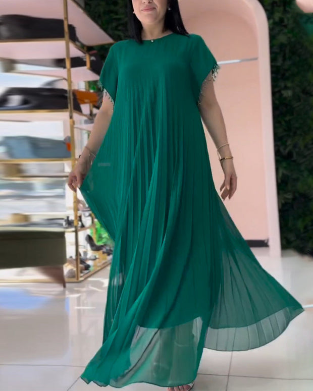 WW | Kleid mit Kurzen Ärmeln und Falten