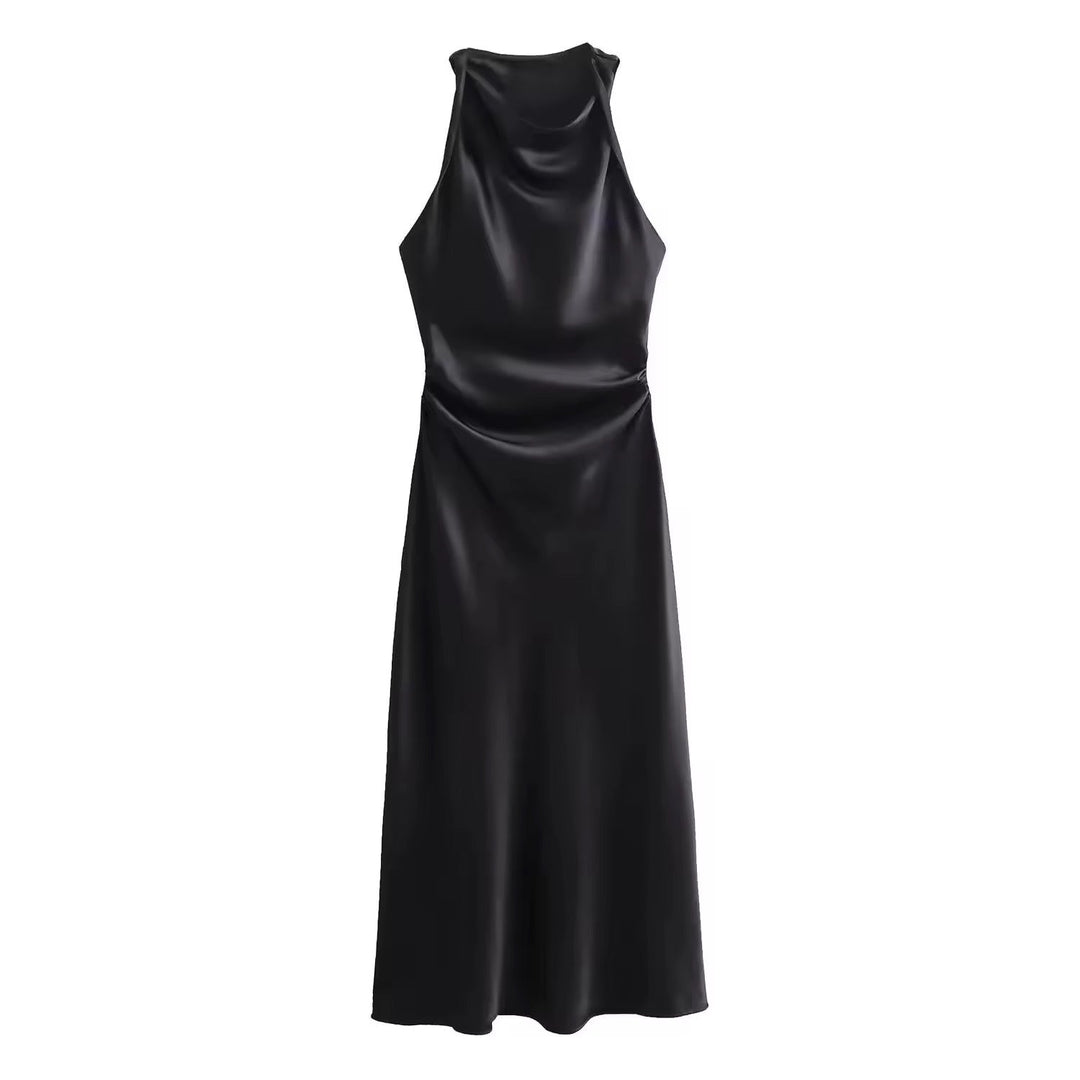 W&W Mode | Satin Maxikleid Elegante Drapierung