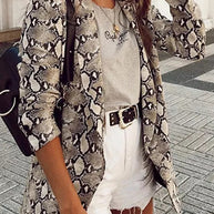 WW | Charmer Schlangenmuster Revers Lose Blazer