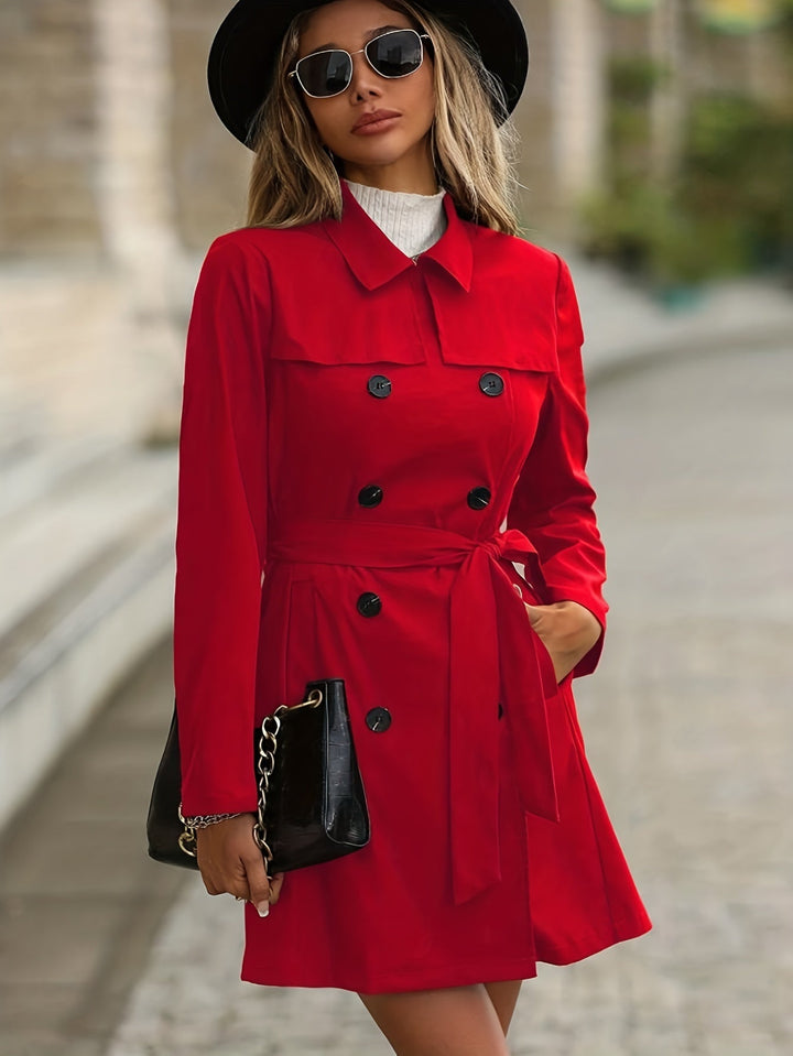 W&W Mode | Damen Doppelreihiger Trenchcoat Mit Knopfdetails