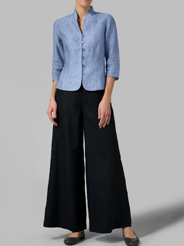 WW | Stylische Bluse Mit Stehkragen Für Damen