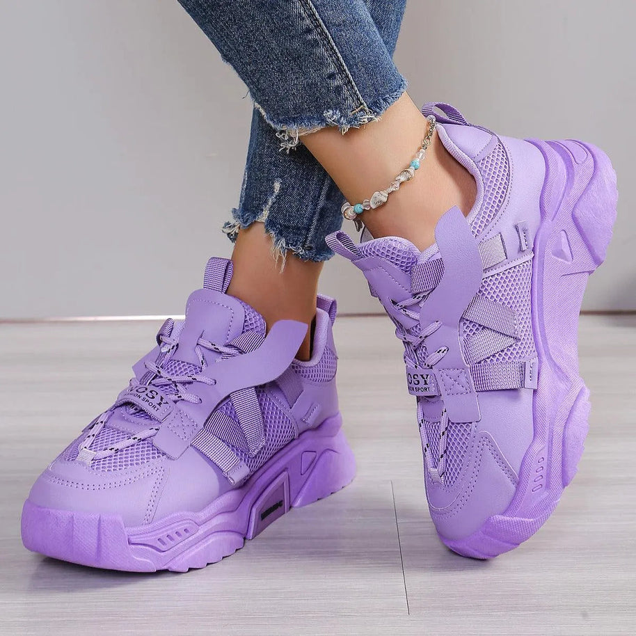 WW | Mesh-Oberfläche Schuhe mit Plateau