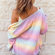 WW | Gradient Offene Vorderseite Fallendes Schulter Cardigan