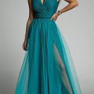 WW | It'S My Day Light Tulle Schlitz Maxi Kleid