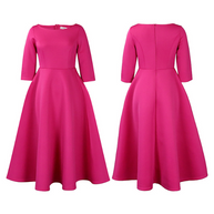 3/4-Ärmel Swing-Kleid