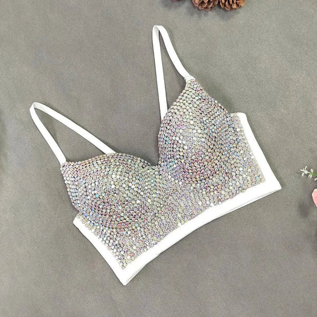 WW | Top sexy mit V-Ausschnitt im Bustier-Stil mit leichten Diamanten