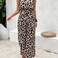 WW | Schicker Halterneck-Overall mit Leopardenmuster für Damen