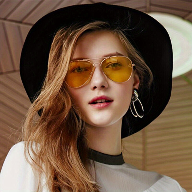 W&W Mode | Klassische Aviator-Sonnenbrille mit Goldenem Rahmen für Damen