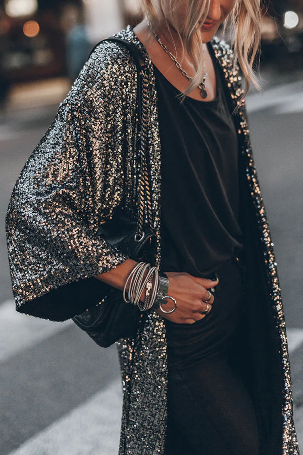 W&W Mode | Disco Glamour Pailletten Glockenärmel Kimono