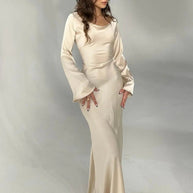 WW | Fließendes Maxi Kleid Mit Langen Ärmeln Für Damen