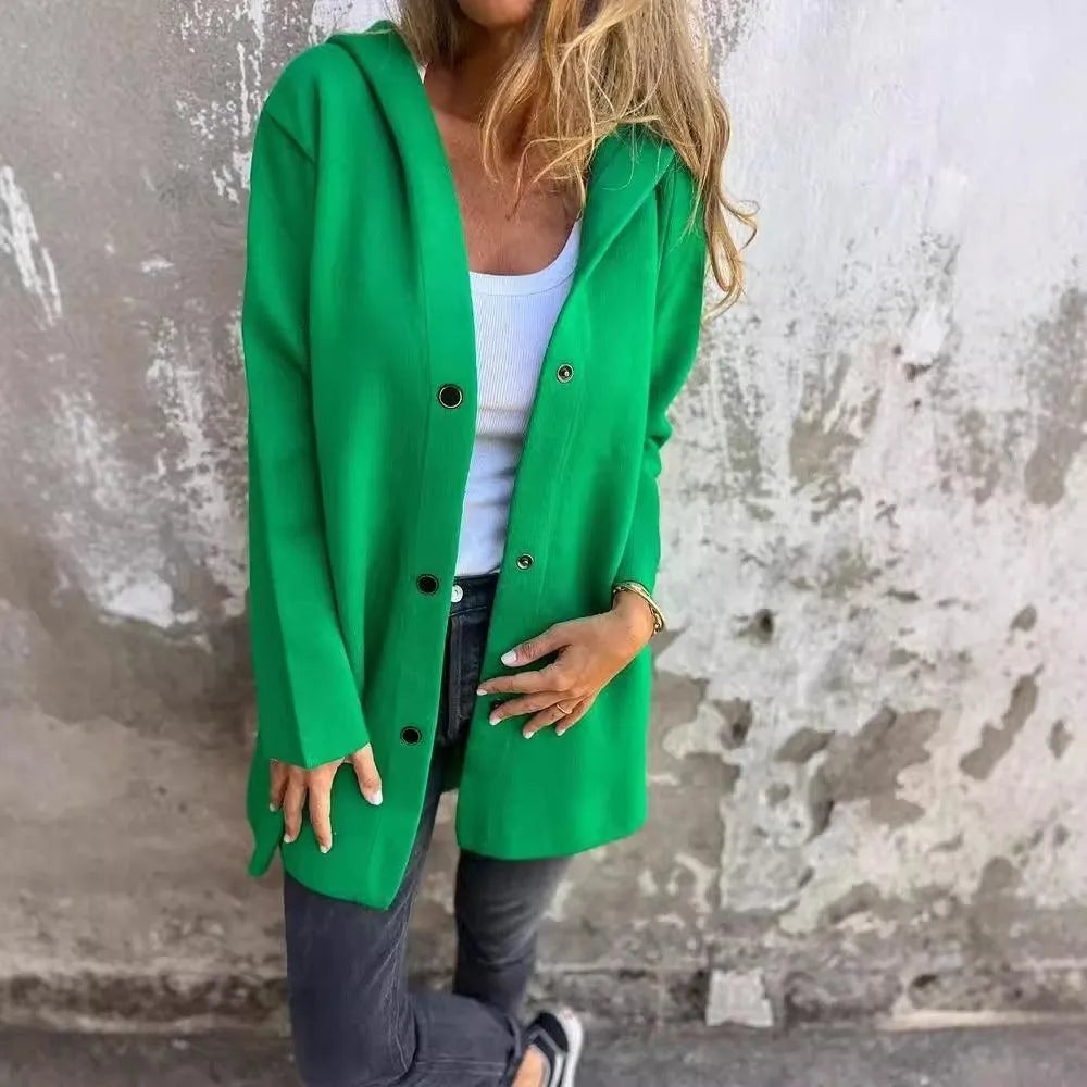 WW | Lässiger einreihiger Cardigan mit Kapuze