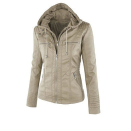 WW | Damen Lederjacke Mit Kapuze