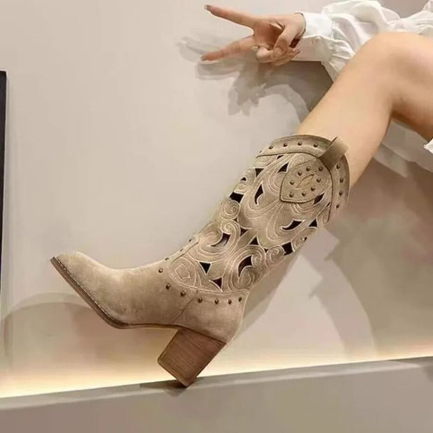 WW - Bedruckte Cowboystiefel aus Leder