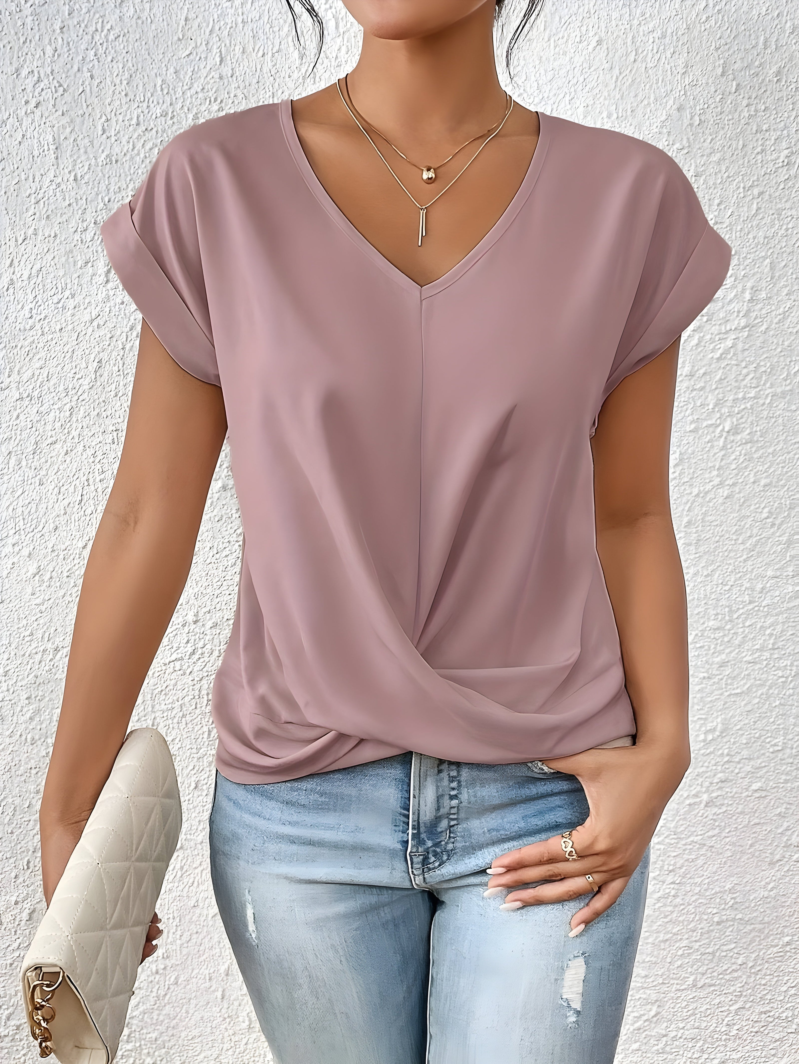 WW | Lässiges T-Shirt Mit V-Ausschnitt