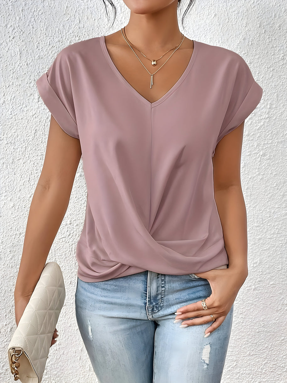 WW | Lässiges T-Shirt Mit V-Ausschnitt