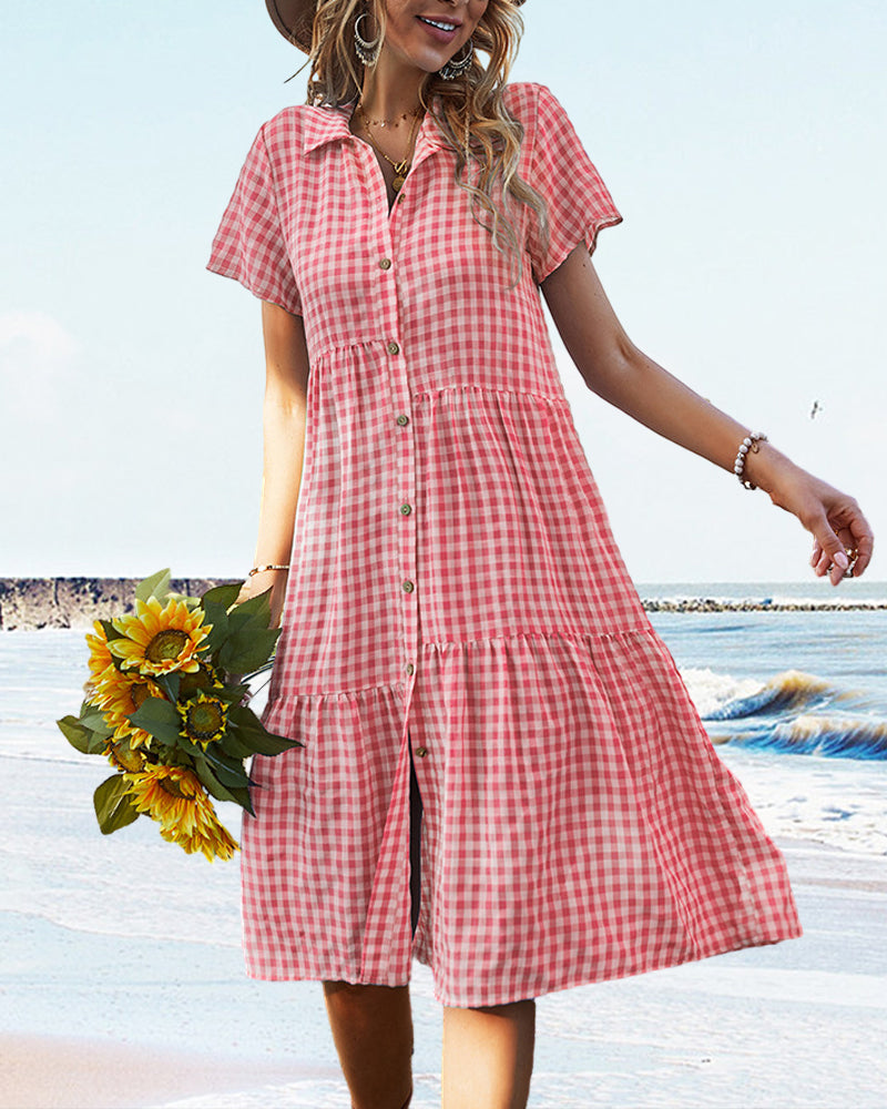 WW | Lässiges kariertes Hemdkleid