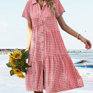 WW | Lässiges kariertes Hemdkleid