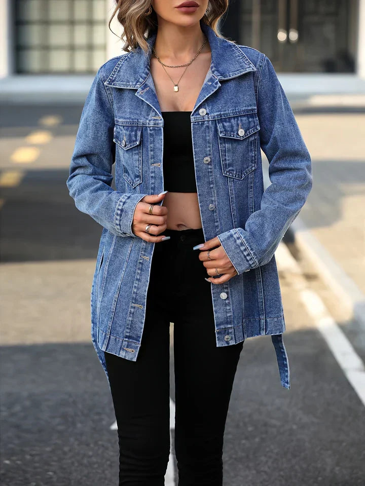 W&W Mode - Damen Denim-Mantel Mit Klappentaschen