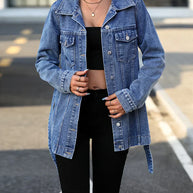 WW - Damen Denim-Mantel Mit Klappentaschen