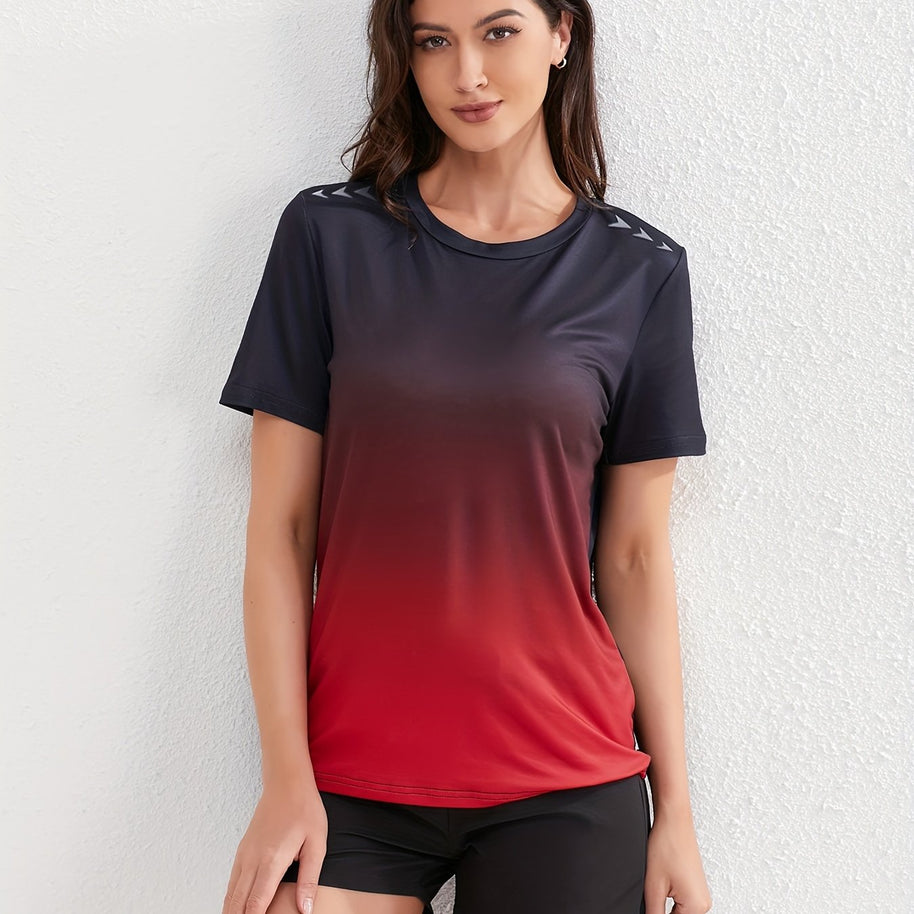 WW | Damen Ombre Sport T-shirt Mit Kurzen Ärmeln