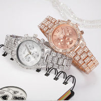 WW Quarz Armbanduhr aus Edelstahl mit Kristallen - Stilvolle Luxusuhr