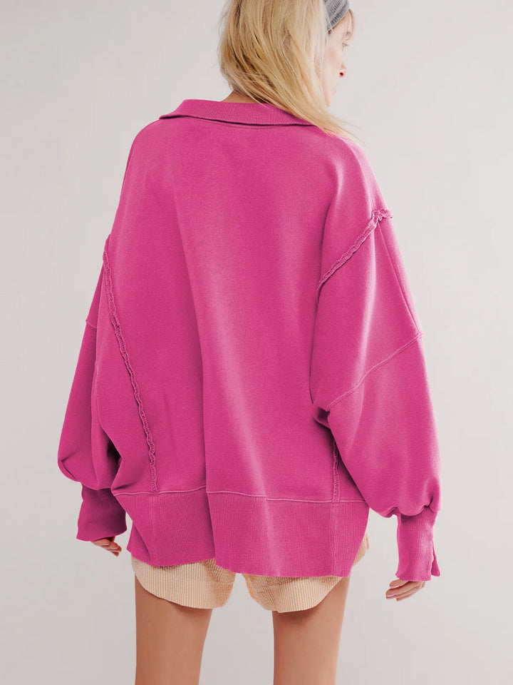 W&W Mode - Lässiges Sweatshirt Mit Knöpfen Und Lampenärmeln