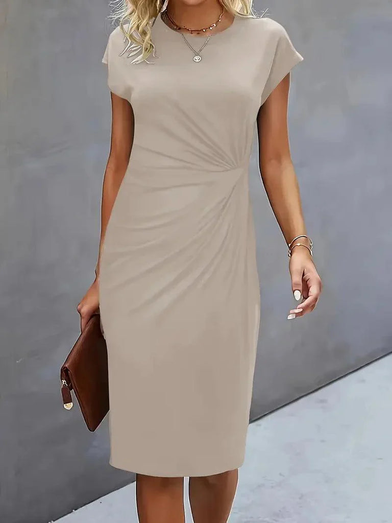 WW | Stilvolles Schmales Kleid Mit Rundhalsausschnitt