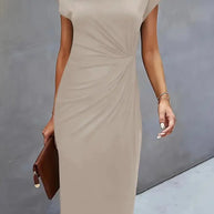 WW | Stilvolles Schmales Kleid Mit Rundhalsausschnitt