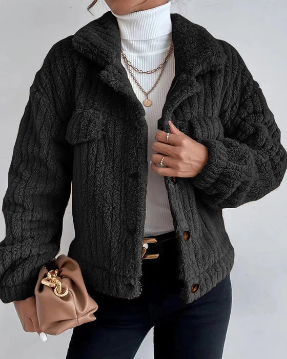 WW | Klassische Herbst Dicke Jacke mit Revers und Knopf für Frauen