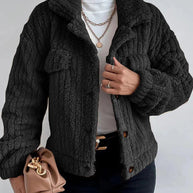 WW | Klassische Herbst Dicke Jacke mit Revers und Knopf für Frauen