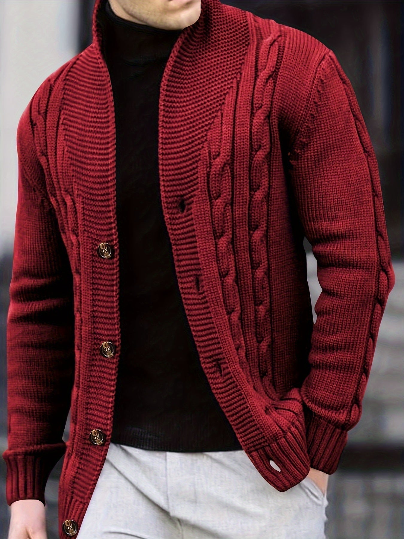 WW | Zopfstrickjacke mit Knöpfen