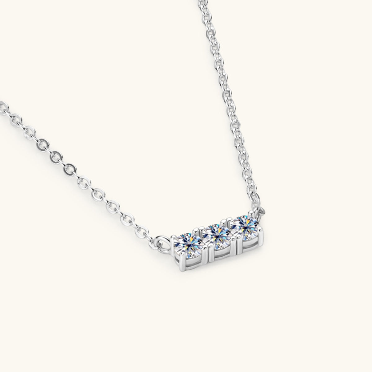 WW | 925 Sterling Silber Eingelassene Moissanit Bar Halskette
