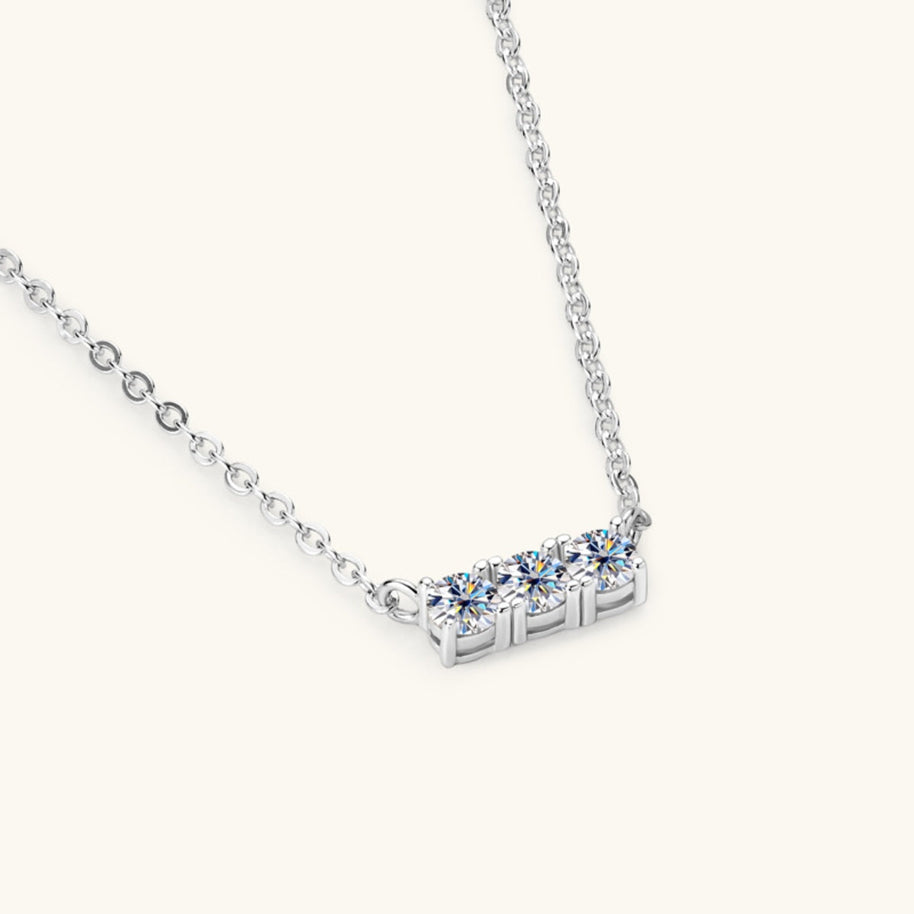 WW | 925 Sterling Silber Eingelassene Moissanit Bar Halskette