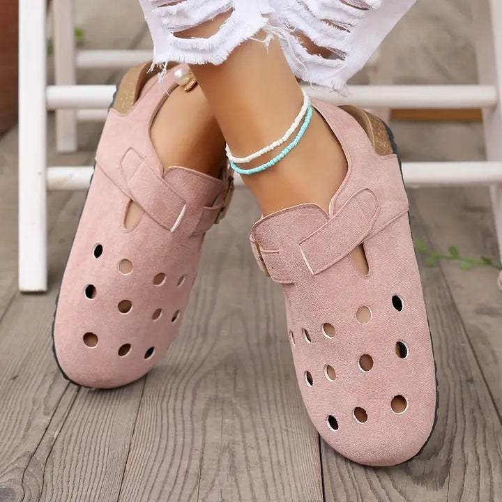 W&W Mode | Retro Kork Clogs Mit Geschlossener Spitze Und Schnallenriemen