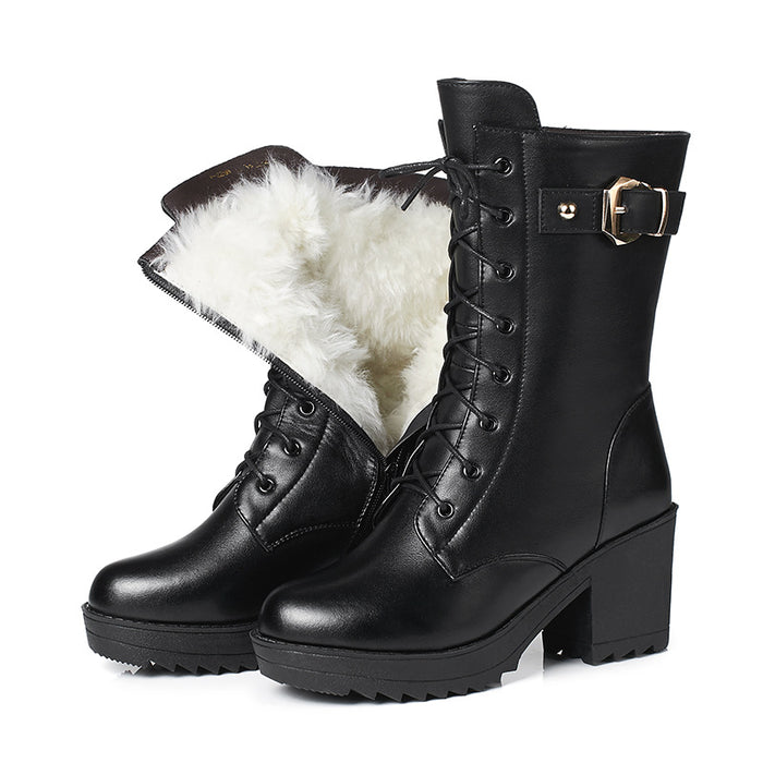 WW | Damenstiefel Mit Absatz Und Einzigartigem Schnürdesign