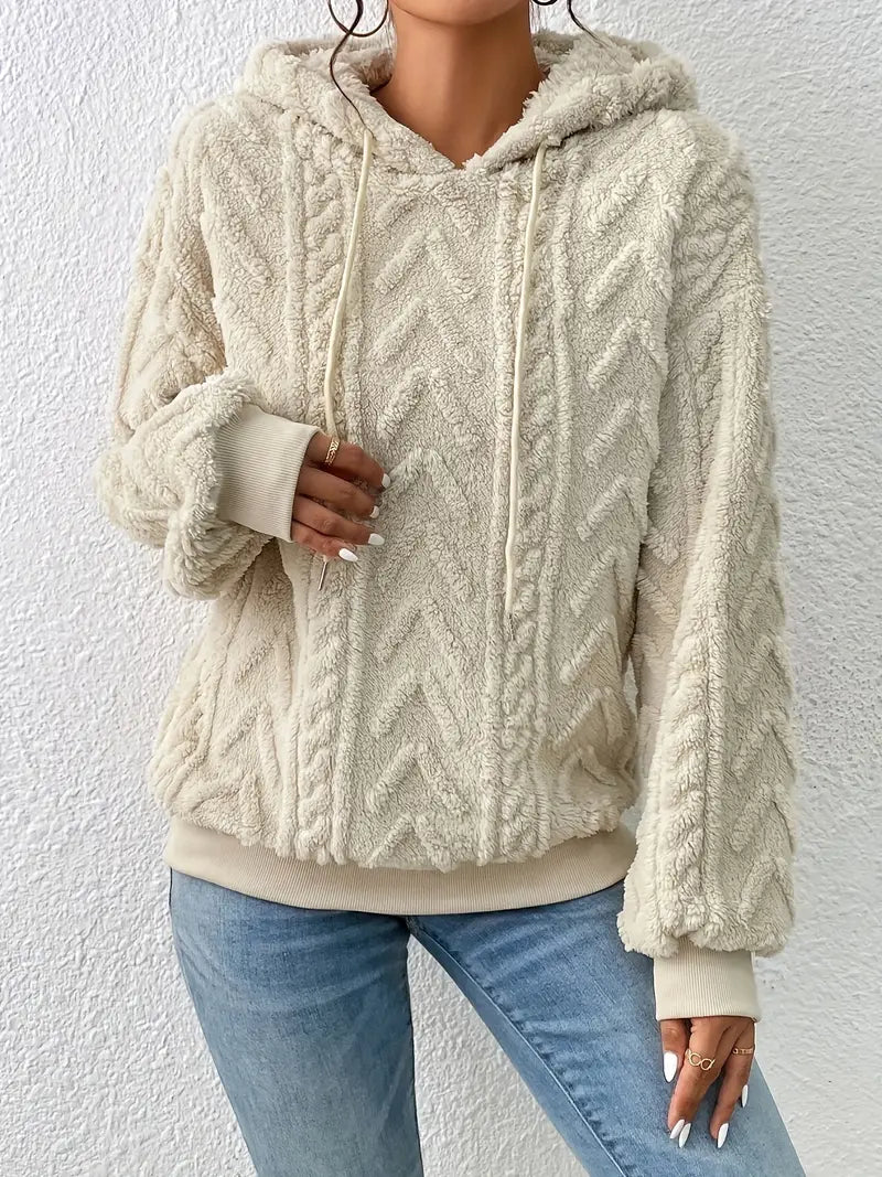 W&W Mode Sweater | Stylischer weicher Teddy-Fleece-Kapuzenpullover für Frauen