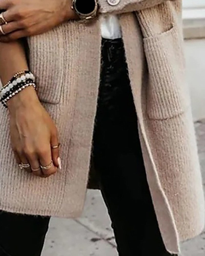 W&W Mode | gestrickter Cardigan - stilvoller Damen Oversized offener Vorderseite Cardigan