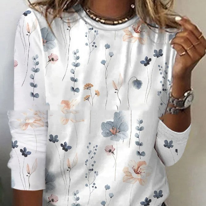 W&W Mode | T-shirt Mit Blumendruck Und Rundhalsausschnitt Für Den Frühling
