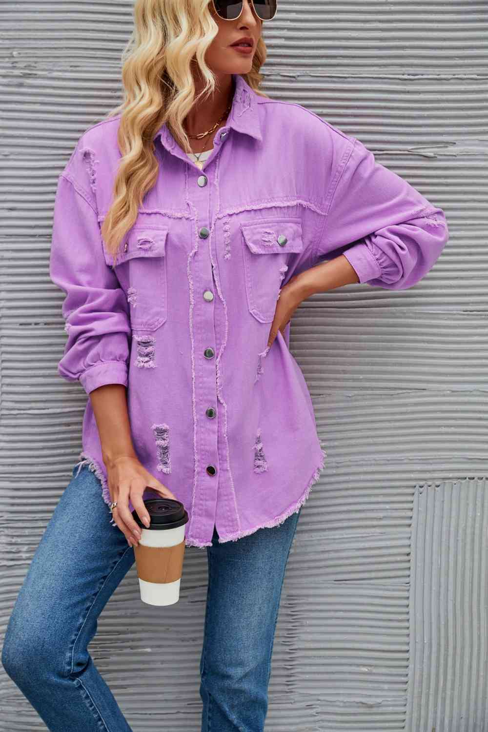 WW | Zerrissene Rohsaum-Denimjacke