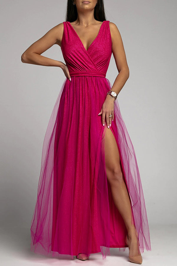 WW | It'S My Day Light Tulle Schlitz Maxi Kleid
