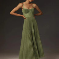 WW | Falten Korsett Midi-Kleid für Damen