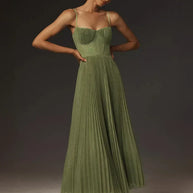 WW | Midi Ärmellos Kleid Mit Gefälteltem Tüll-Bustier